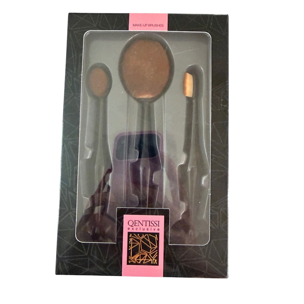 Qentissi Exclusive 3 Piece Professional Oval Makeup Brush Set New in Box